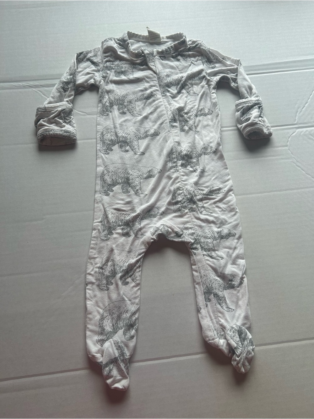 kate quinn Gray Bear Print Footed One-Piece